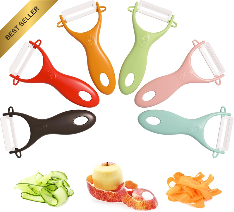 6PCS Vegetable Peeler Set with Sharp Blade,Ceramic Apple Peeler Potatoes & Potat