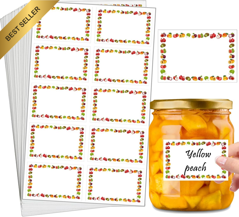 200 Pcs Jam Jar Labels Self Adhesive Easy Peel, Waterproof Food Label Stickers F