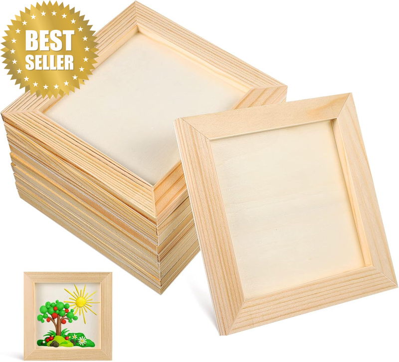 Square Wooden Picture Frame 10Pcs Unfinished Wood Photo Frame Dried Flower Speci