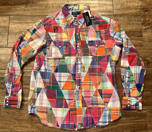 Polo Ralph Lauren Mens SIZE L LARGE Patchwork Plaid Madras
