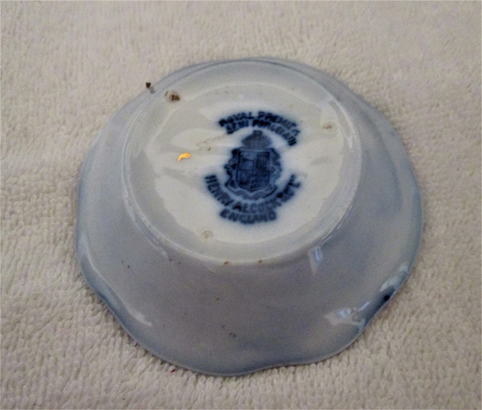 HENRY ALCOCK ENGLAND FLOW BLUE BUTTER PAT GOLD TRIM DELAMERE 2 3/4