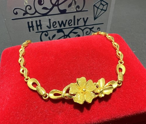 24K Yellow Gold Flower Mix Bracelet | eBay