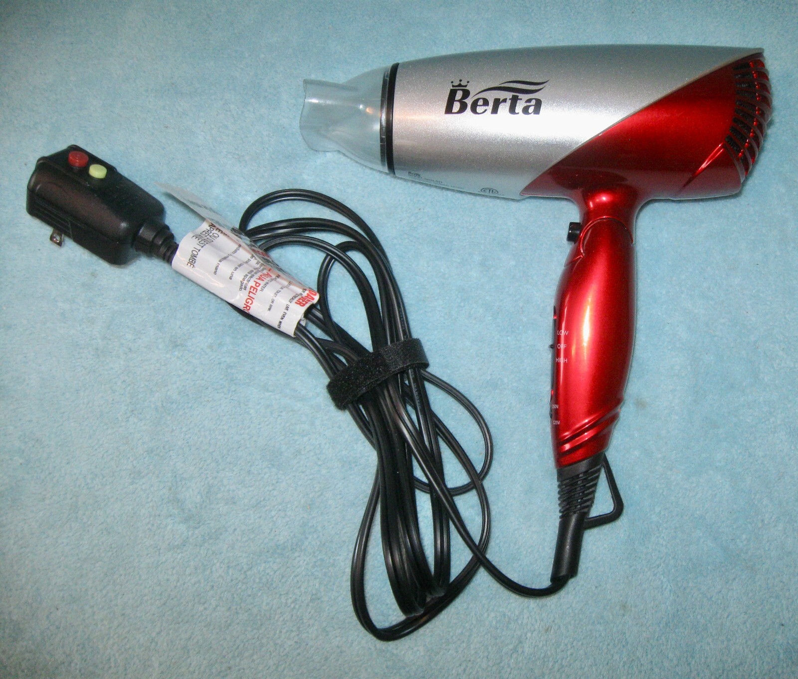 BERTA Folding Travel Hair Dryer 1875W Ceramic Blow Dryer  Dual Voltage berta-031