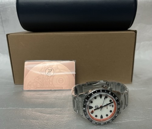 Pre-owned Zelos 300m Gmt Cracked Ice 40mm Automatic Steel Watch - Dealer & Warranty