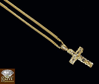 Pre-owned Globalwatches10 Real 10k Yellow Gold Jesus Charm/pendant With Miami Cuban Chain, Lobster Lock,