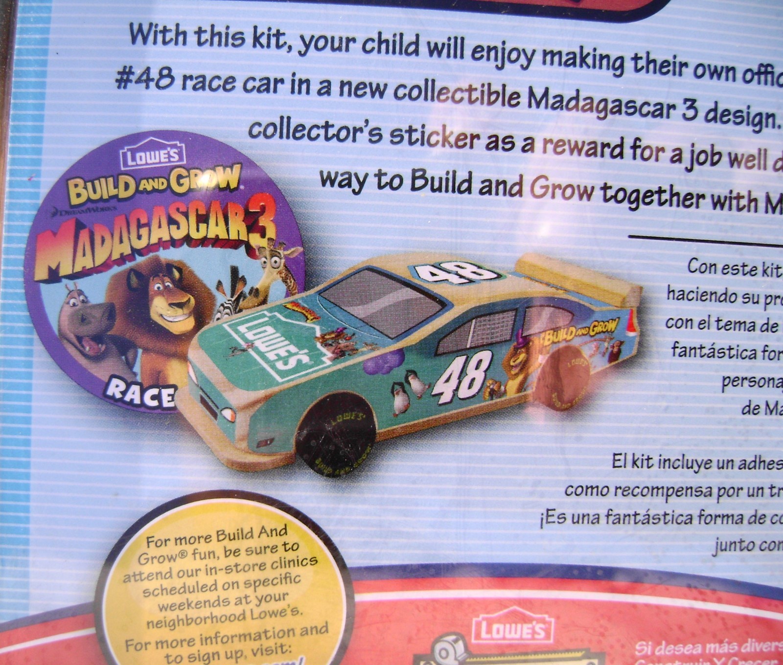 Jimmy Johnson #48 NASCAR Lowe's Build & Grow Racecar Kit (Madagascar 3)