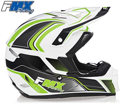 Factory Racing FMX Motocross White Green Helmet size Medium