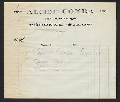 PERONNE (80) Ets "Alcide CONDA" en 1920