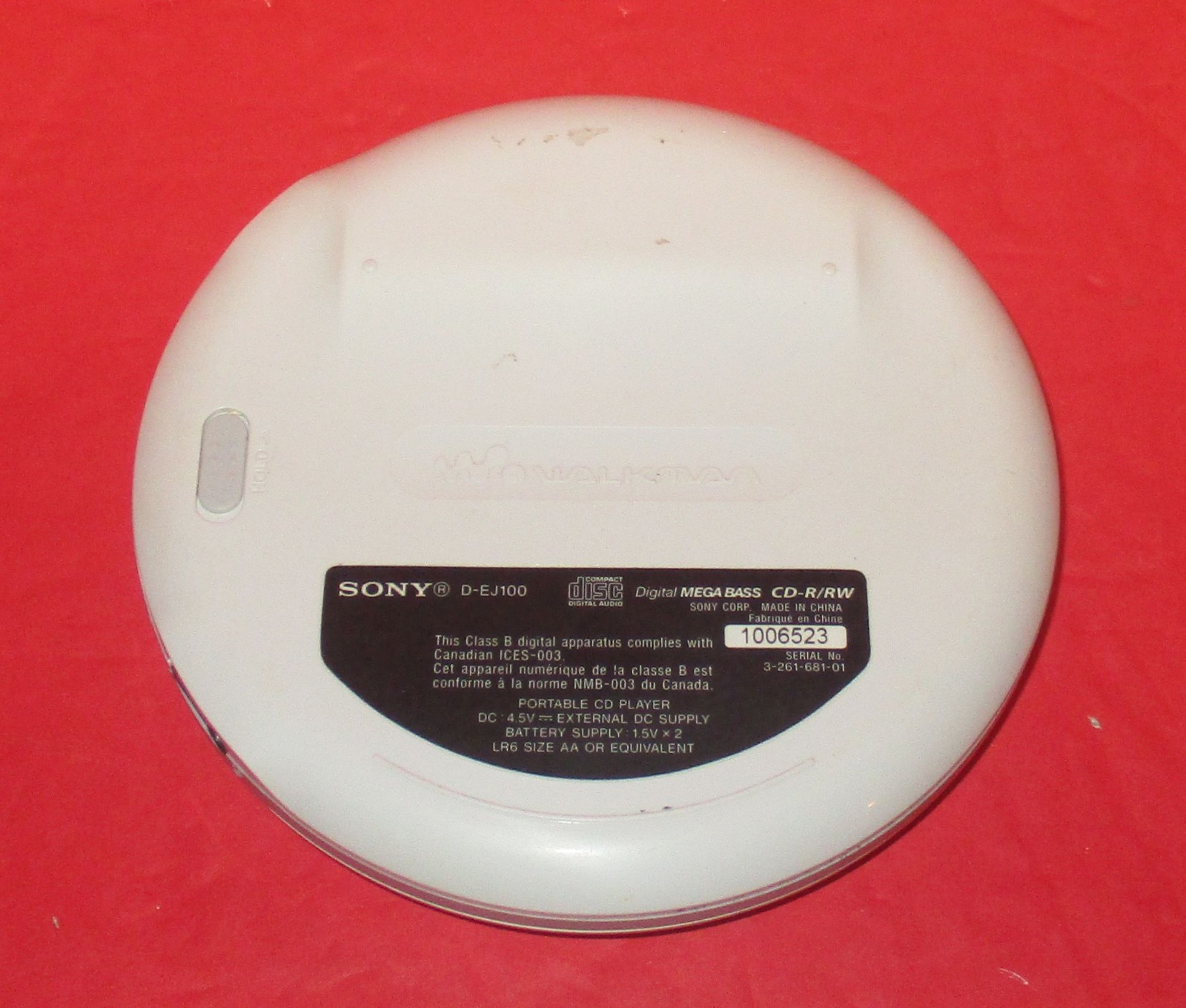 Sony CD Walkman PSYC D-EJ100 White/Orange G-Protection Tested & Working