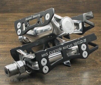 NOS MKS Custom Nuevo Wide NJS Track Bike PEDALS 9/16'' Keirin Fixed Gear Bicycle