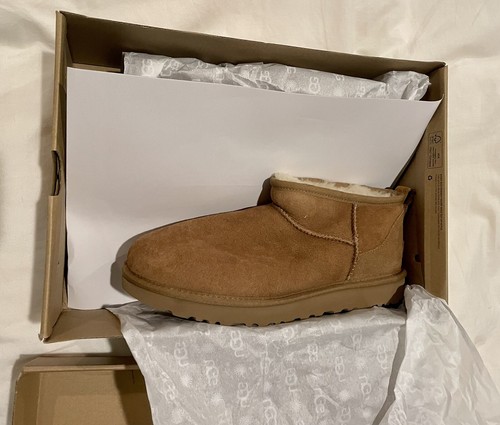Pre-owned Ugg Women's Classic Ultra Mini Boot 1116109 Chestnut Suede Brown 6 7 8 9 10