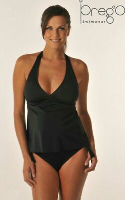 Prego Maternity Halter Tankini. Black. Size LARGE. Model#1004 A174sp