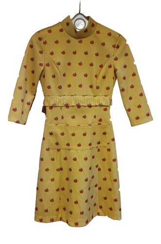 Mrs Fox Yellow Apple Dress Retro Hippie Cottage Core S XS