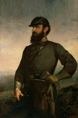 100% Hand Painted Portrait Oil Painting on Canvas,''Stonewall Jackson'' 24X36in
