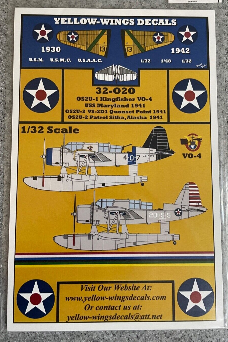 1:32 Yellow Wings Decals 32-020 OS2U-1 Kingfisher for Kitty Hawk 1:32 Yellow Wings Decals 32-020 OS2U-1 Kingfisher for Kitty Hawk