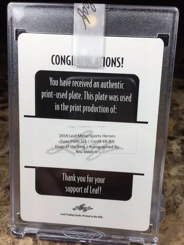 2018 Leaf Metal/KINGS OF THE RING ~ Roy Jones Jr (#1/1)~(CYAN PLATE) AUTO CARD!!