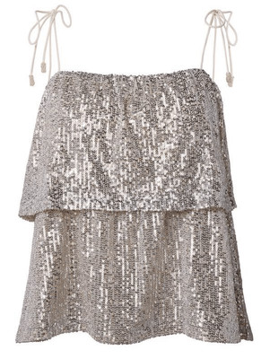 Venus Tiered Sequin Tank Top Size Medium NWT retail 50 Champagne Metallic /cockt
