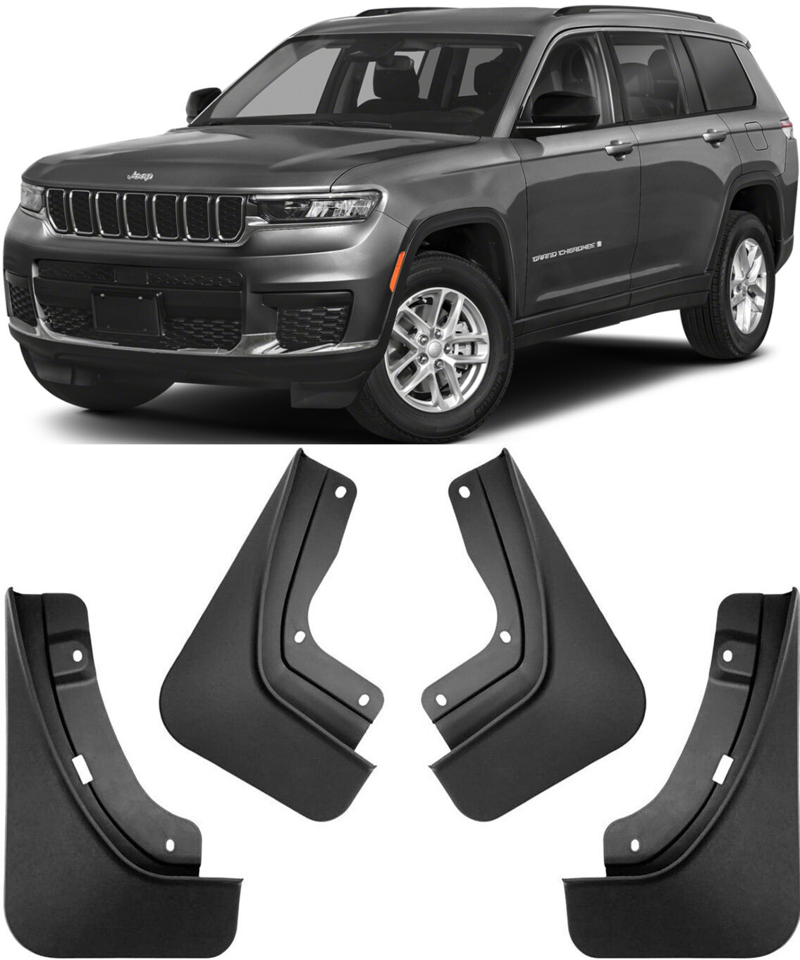 Genuine Front & Rear Splash Guards Mud Flaps For 2021-2024 Jeep