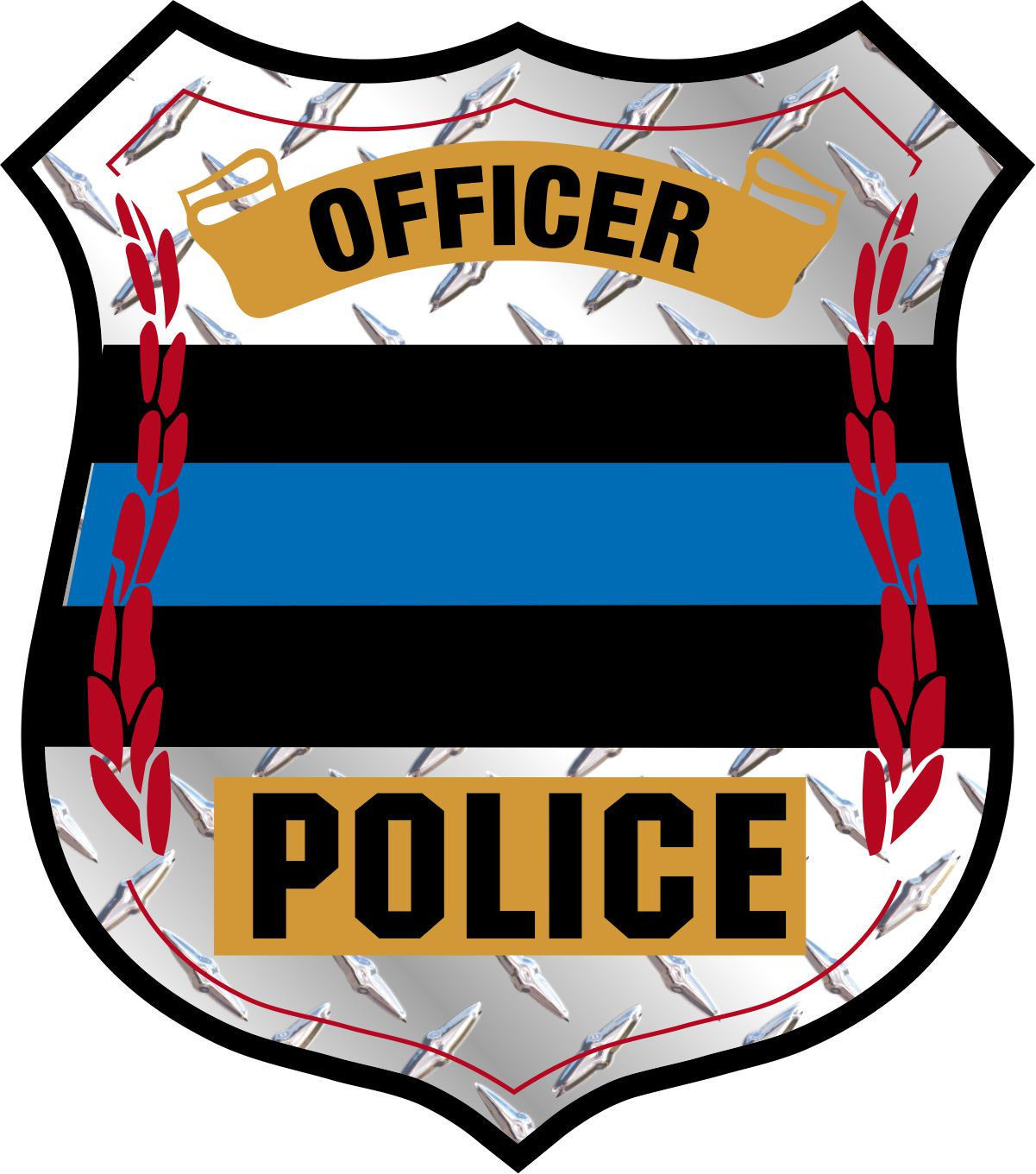 100% Reflective Thin Blue Line Badge Diamond Window Decal Police Law Enforcement