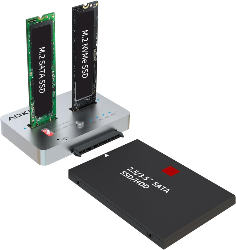 AOKO M.2 Duplicator NVMe to SATA Clone Docking Station with 2.5
