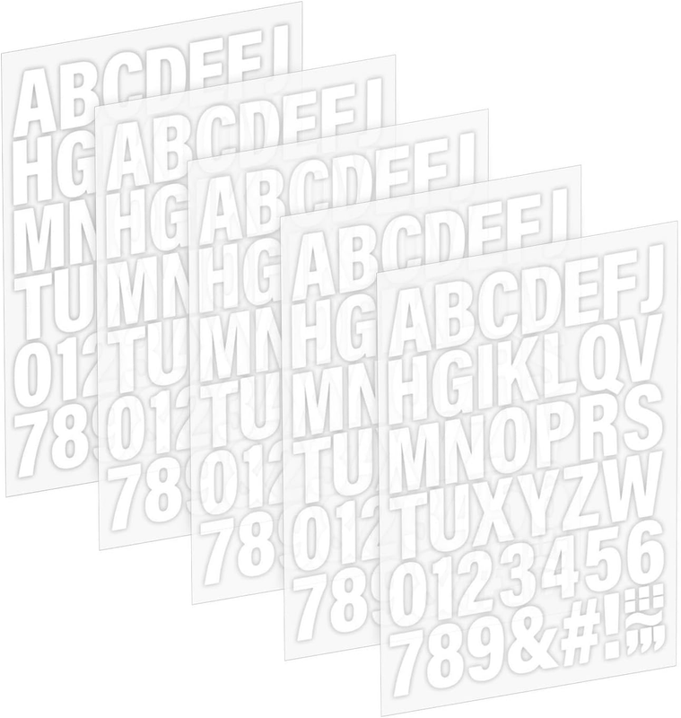 5 Sheets 210 PCS 2 Inch White Iron on Letters for Clothes, Heat Transfer Vinyl A