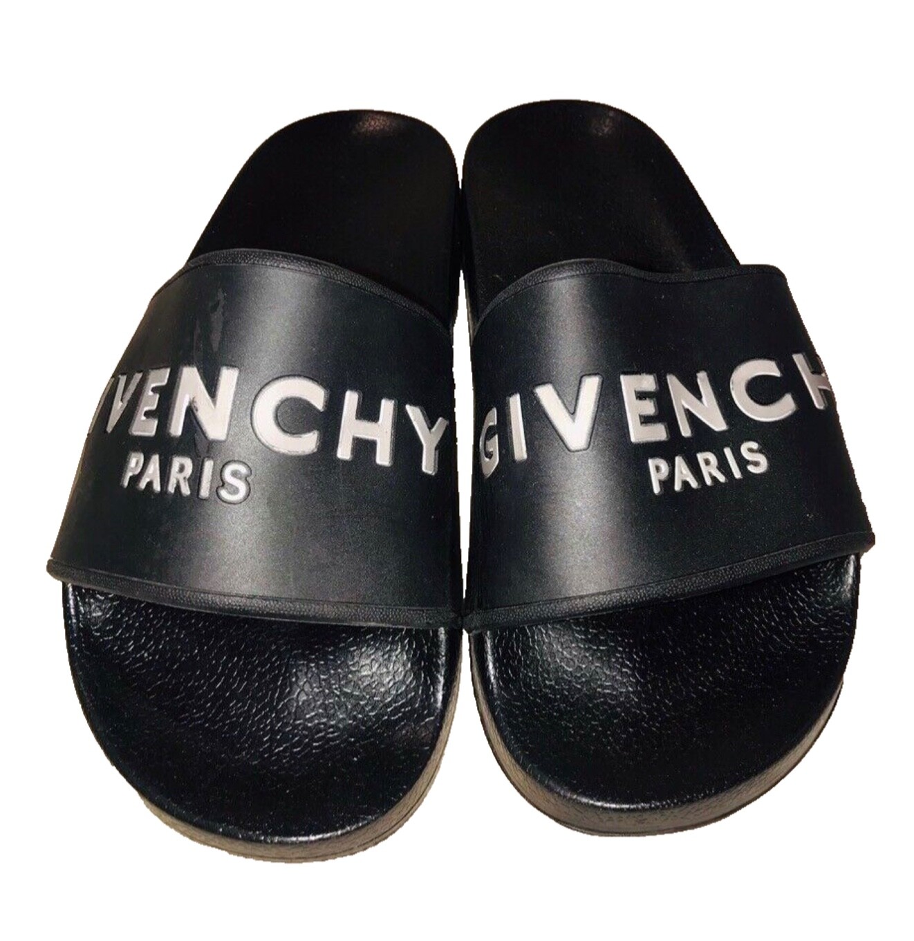 Givenchy Paris Black Rubber Logo Flip Flops /flat Sandals