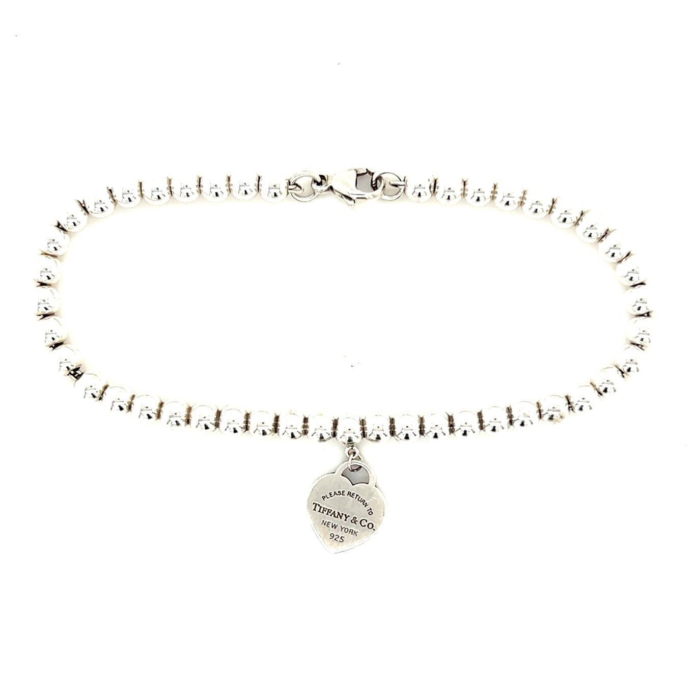 ★TATIANA★ (Silver 925) Mini Heart Clear Beads Bracelet BR1 T&Co. 925 Mini Heart Tag Beaded Bracelet | eBay