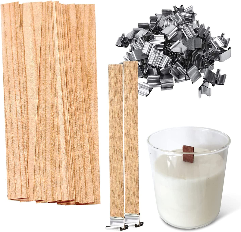 Wooden Wicks for Candle Making - 100pcs Candle Wicks for Soy