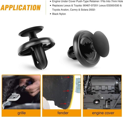 100Pcs Bumper Clips 7mm Fastener Fender Push Plastic Rivet for Toyota Pontiac