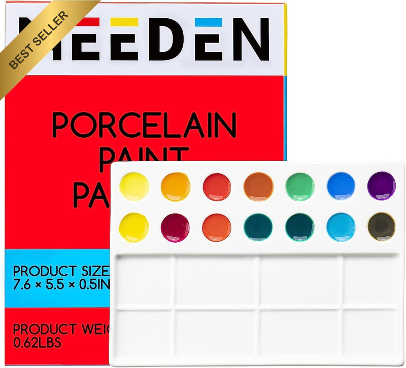 22-Well Ceramic Artist Paint Palette, Porcelain Watercolor Palette, Studio Ceram
