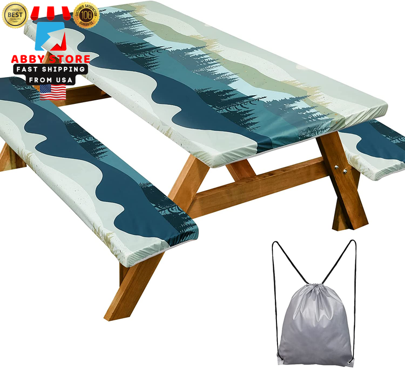 With Bench Covers Camping Waterproof Camping Tablecloth New ✅
