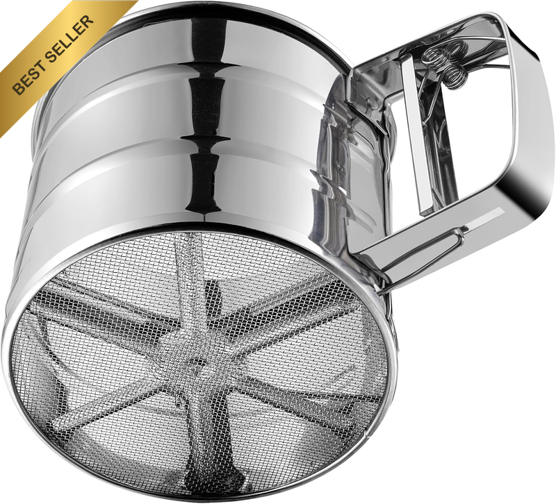 Flour Sifters, Stainless Steel Sifters for Baking, Double Layer Fine Mesh, One H