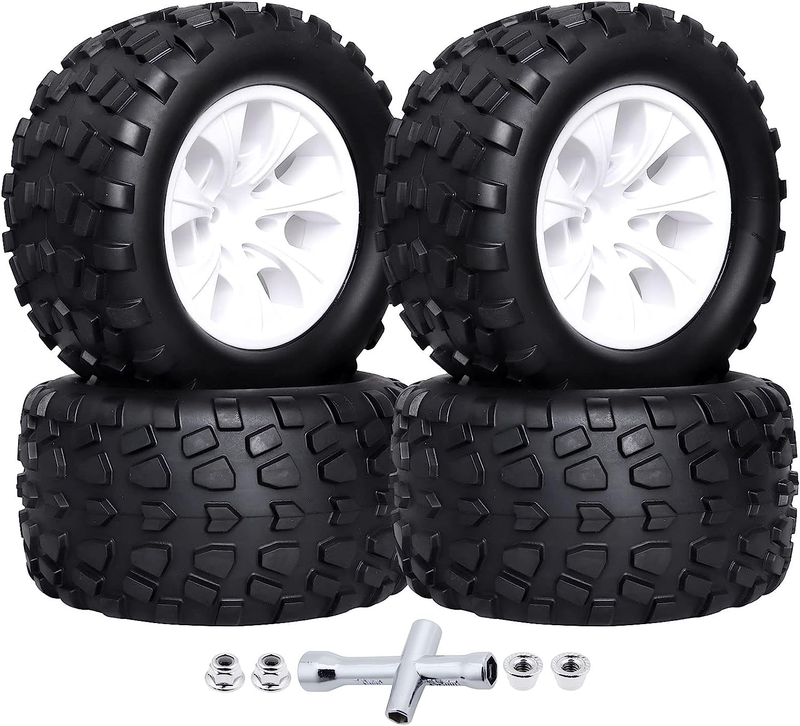 Glued 2.8" RC Tires and 12Mm Hex Wheels Set for Traxxas Rustler Stampede Hoss