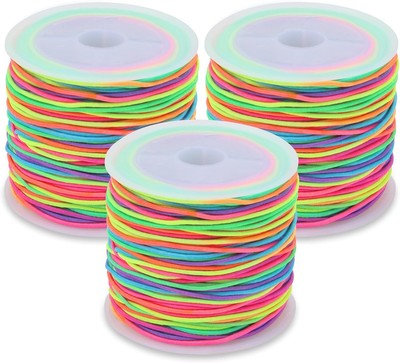 QUEFE 3 Rolls 1mm Bracelet String, Sturdy Stretchy Elastic String for Rainbow 