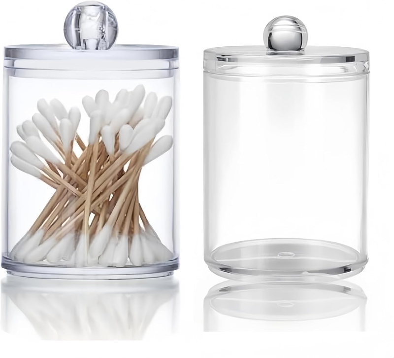 2 PCS Clear Jar Organizer, Holder Dispenser for Cotton Ball, Swab,Round Pads, Fl