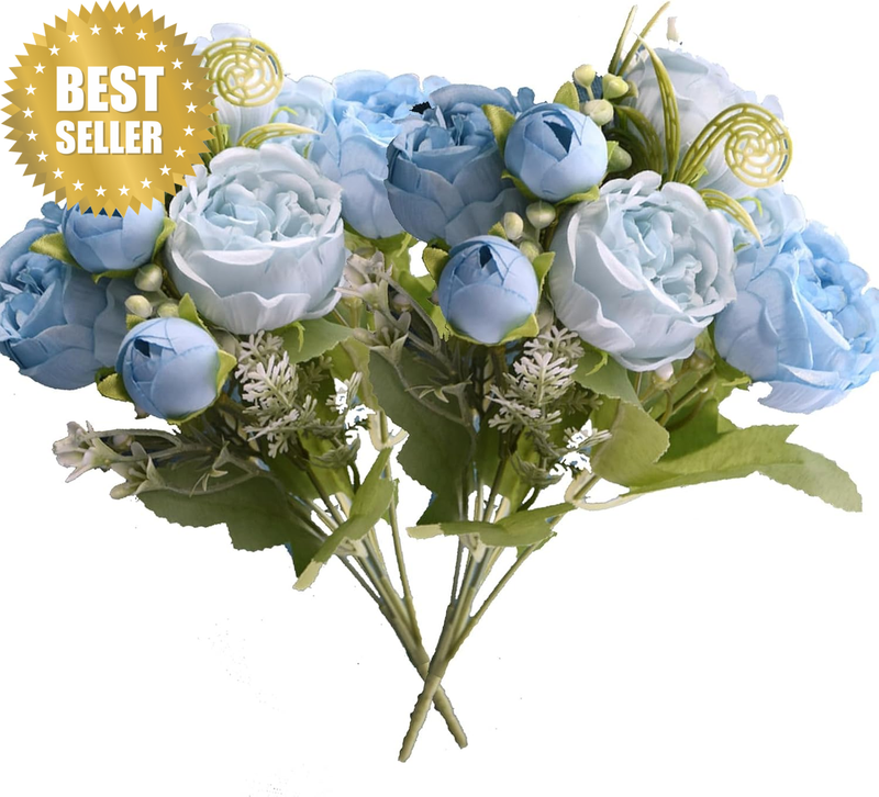 2 Pack Fake Peony Artificial Flowers White Flowers Silk Peonies Bouquets for Wed