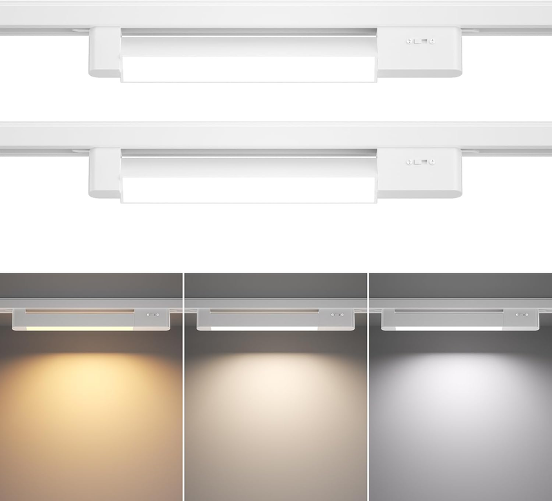3 Color Linear H Type Track Lighting Heads, LED Track Light Heads Dimmable Track Lighting Fixtures Ceiling Flood Light, H Style Track Heads for H Track Lighting Rails, White CRI90 15W 2 Pack
