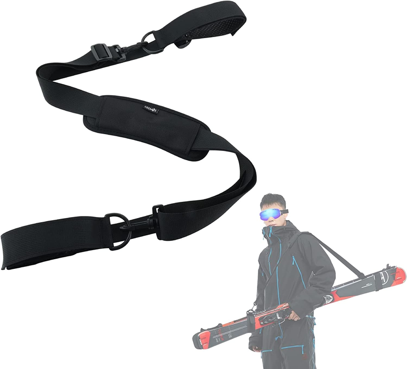 Ski Strap Shoulder Carrier and Ski Pole Carrier Strap – Adjustable Shoulder Slin