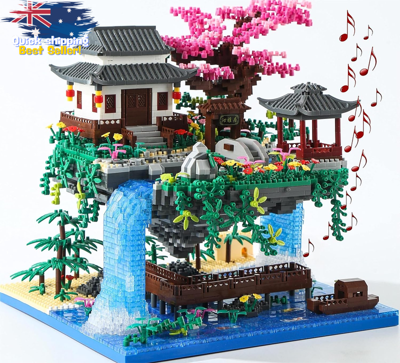 Cherry Blossom Tree Building Kit 3320 Pcs, Bonsai House Lights, Music Gift Box