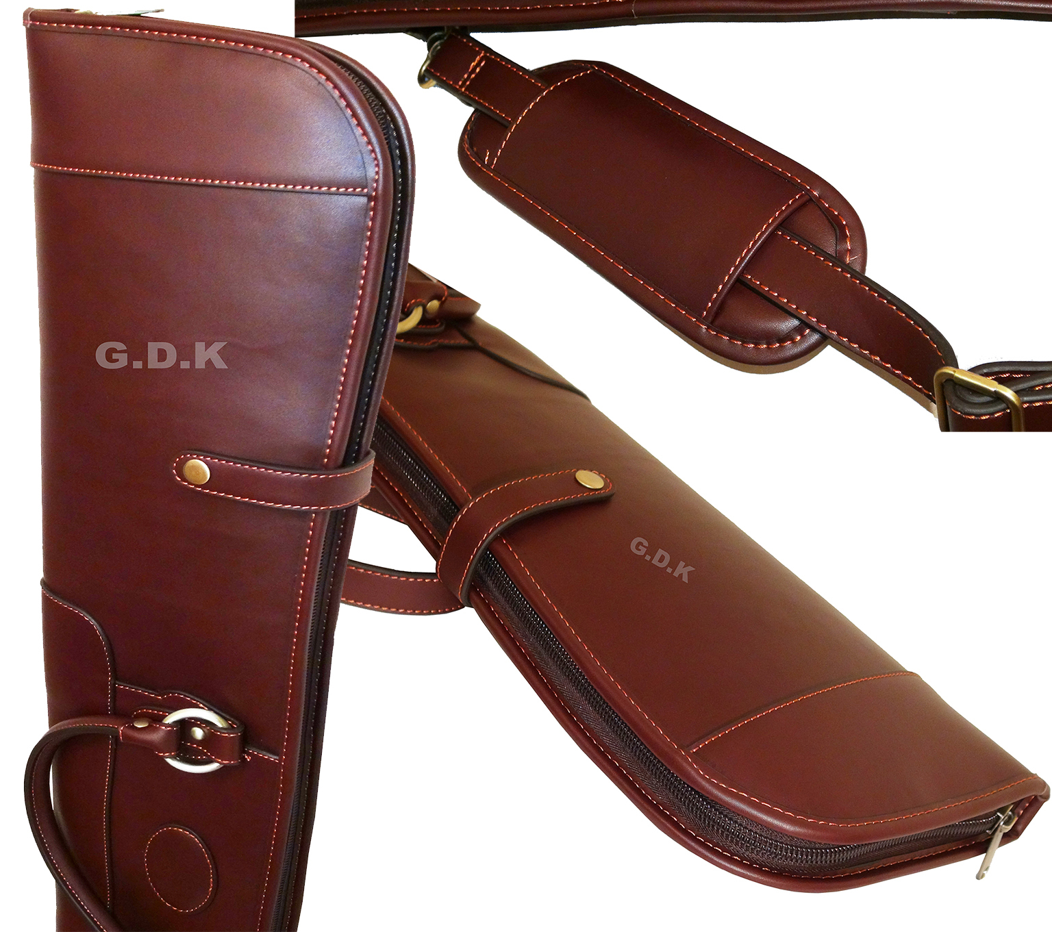 GUARDIAN,DARK BROWN, LEATHER SHOTGUN SLIP,FULL LENGTH ZIP,GUN CASE,47