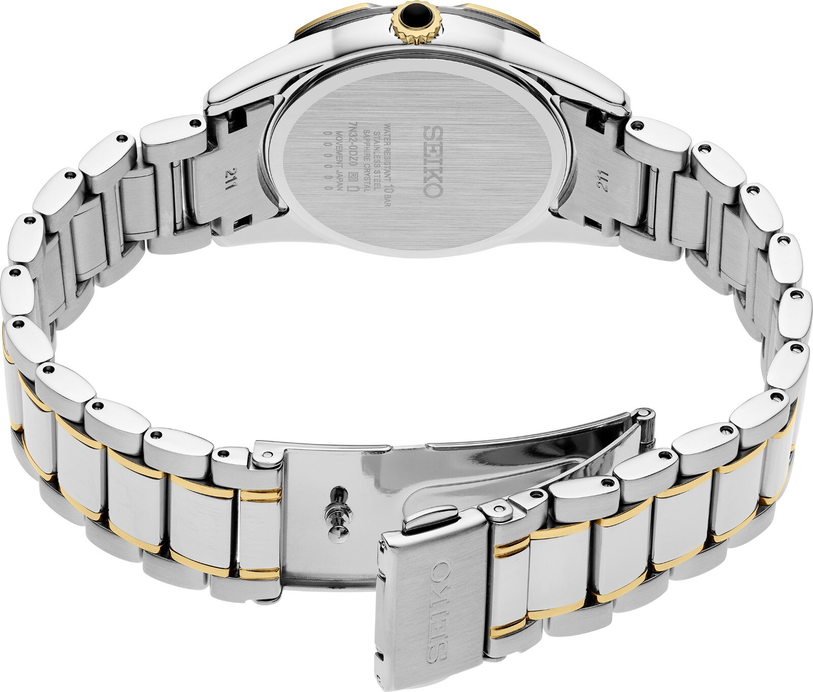 Pre-owned Seiko Diamond Collection Skk728 33mm Two-tone Women's Watch-mother Of Pearl Dial