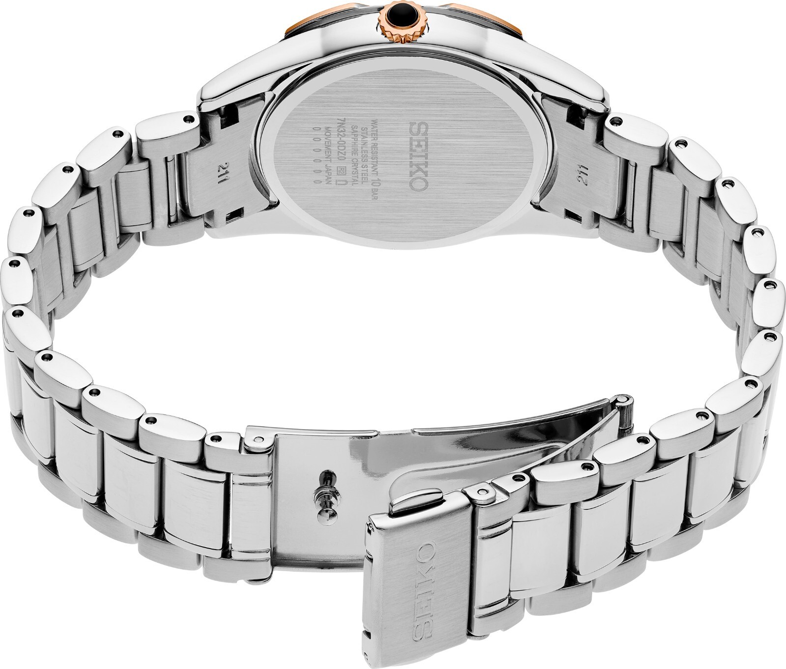 Pre-owned Seiko Diamond Collection Skk730 33mm Two-tone Women's Watch-mother Of Pearl Dial