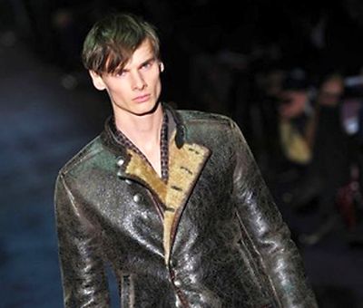 $6975 GUCCI Leather Shearling Lamb Fur Jacket 46 Mens