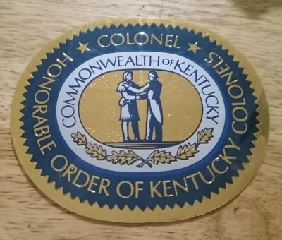 Honorable Order of Kentucky Colonels ''Colonel'' Gold Sticker New, Car 3 1/2'' X 3''