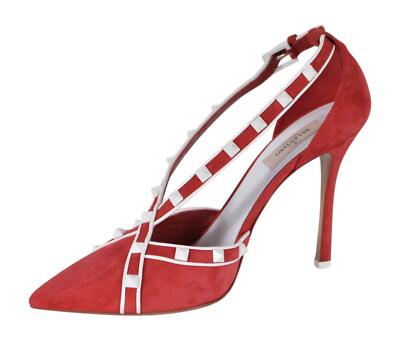 Valentino スタッズ付きレッドミュール サイズ24cm $1480 Valentino Garavani Rhinestone Red Sandals Pumps