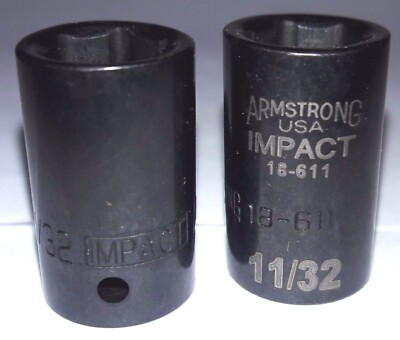 Armstrong 1/4'' Drive 11/32'' Impact Socket 6pt. USA 18-611 USA 2PCS