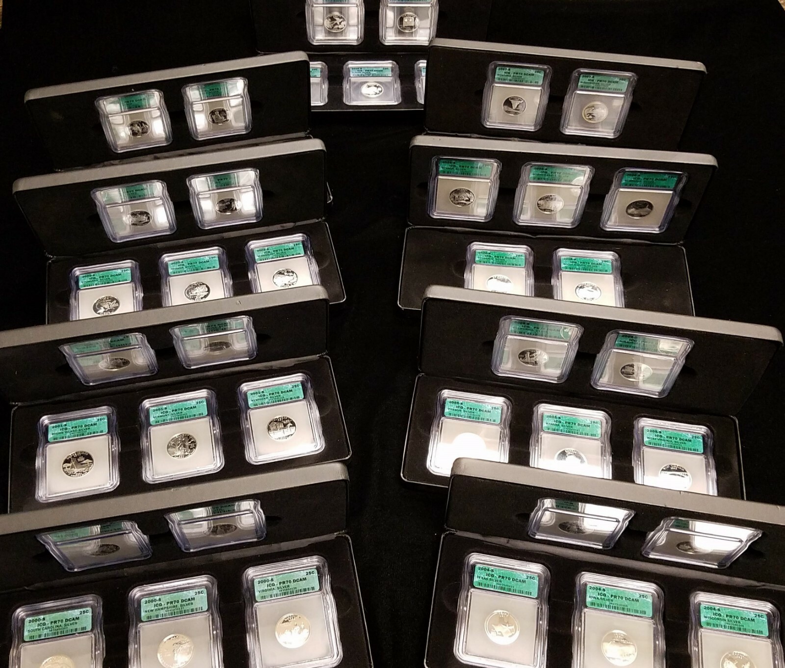 Lot (45) Silver Proof State Quarters ICG PR70 DCAM 2000 - 2008 in Display Cases