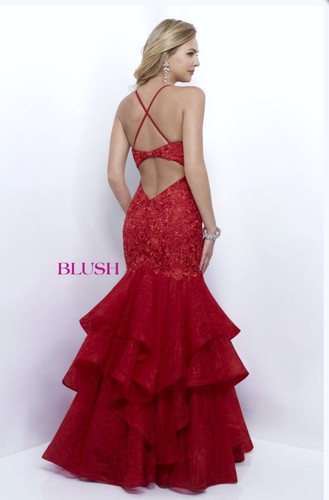 Brand New Gorgeous Red Mermaid Formal Gown Dress Pageant Sz 6 Blush Prom #11266
