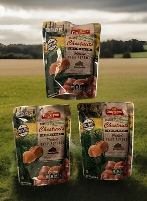 GUILTLESS ORGANIC ROASTED CHESTNUTS 3 Packages 450g  total (15.6 oz) Peeled Ripe