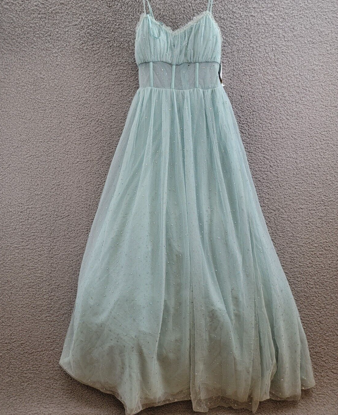Say Yes to the Prom Rhinestone-Embellished Mesh-Waist Gown Juniors' 7/8 Seagreen - Picture 2 of 15